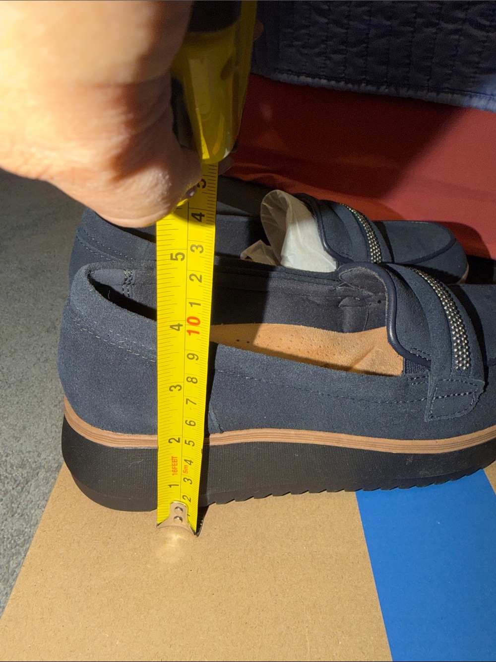 Clarks Navy Suede Slip-On Loafers with Studded Strap Accent - Picture 2 of 6